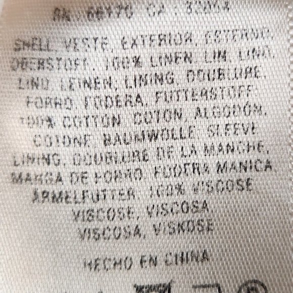 Elevenses Anthropologie Peacoat Womens 8 Beige Linen Embroidered Artsy Retro - Picture 9 of 12